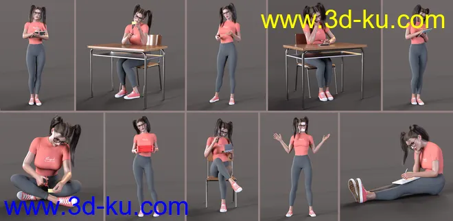 Z Back to School Props and Poses for Genesis 8 and 8.1模型的图片6