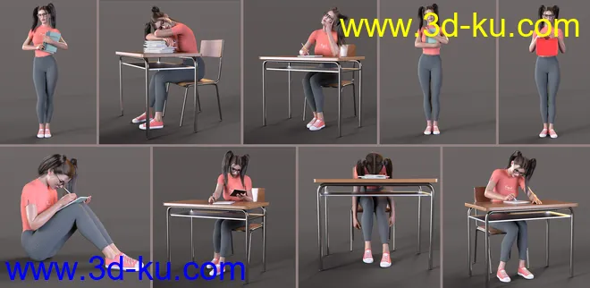 Z Back to School Props and Poses for Genesis 8 and 8.1模型的图片7