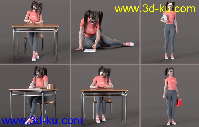 Z Back to School Props and Poses for Genesis 8 and 8.1模型的图片8
