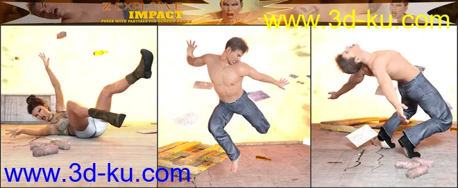 Z Explosive Impact Poses and Partials for Genesis 3 and 8模型的图片6