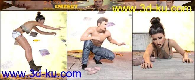 Z Explosive Impact Poses and Partials for Genesis 3 and 8模型的图片7