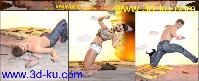 Z Explosive Impact Poses and Partials for Genesis 3 and 8模型的图片8