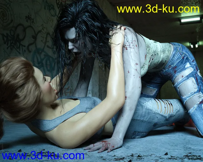 Z Haunted Couple Poses for Genesis 8 and 8.1模型的图片2