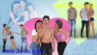 3D打印模型Z Love Triangle - Romantic Poses for Genesis 3 & 8的图片