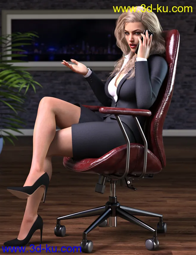 Z Luxury Morphing Office Chair and Poses for Genesis 8 and 8.1模型的图片2