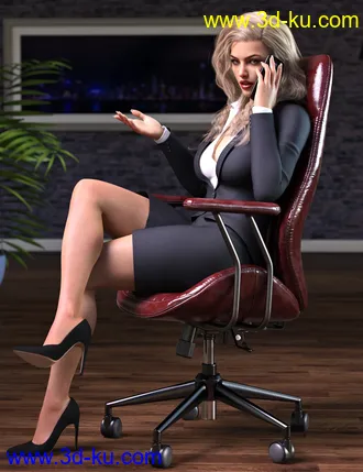 3D打印模型Z Luxury Morphing Office Chair and Poses for Genesis 8 and 8.1的图片