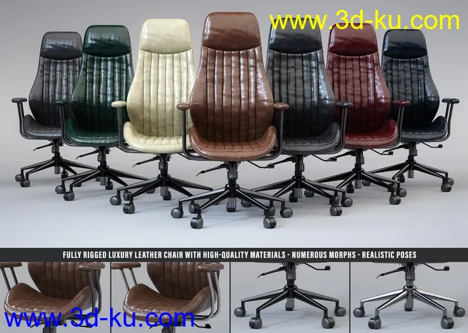 Z Luxury Morphing Office Chair and Poses for Genesis 8 and 8.1模型的图片5