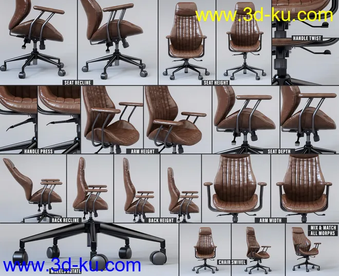 Z Luxury Morphing Office Chair and Poses for Genesis 8 and 8.1模型的图片6