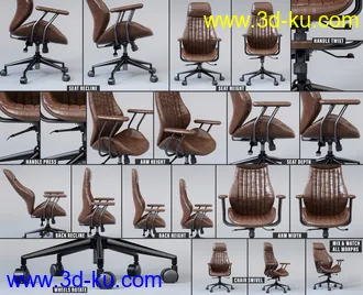 3D打印模型Z Luxury Morphing Office Chair and Poses for Genesis 8 and 8.1的图片