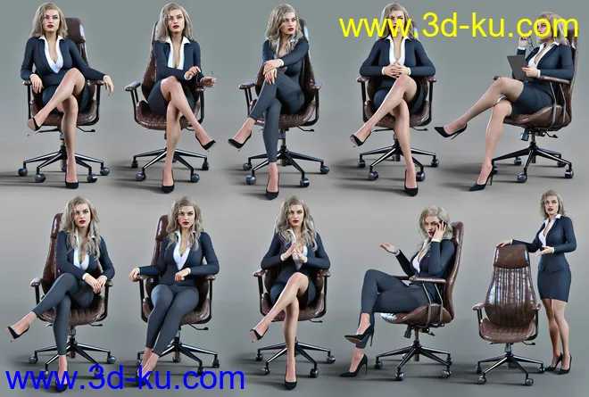Z Luxury Morphing Office Chair and Poses for Genesis 8 and 8.1模型的图片7
