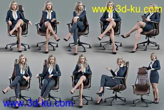 3D打印模型Z Luxury Morphing Office Chair and Poses for Genesis 8 and 8.1的图片