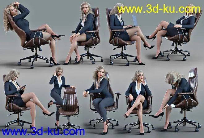 Z Luxury Morphing Office Chair and Poses for Genesis 8 and 8.1模型的图片8