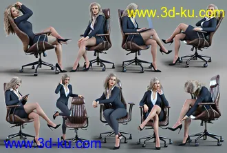 3D打印模型Z Luxury Morphing Office Chair and Poses for Genesis 8 and 8.1的图片
