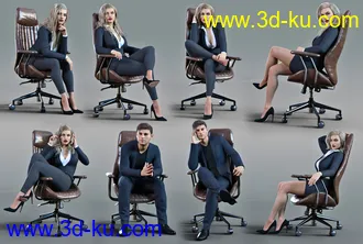 3D打印模型Z Luxury Morphing Office Chair and Poses for Genesis 8 and 8.1的图片