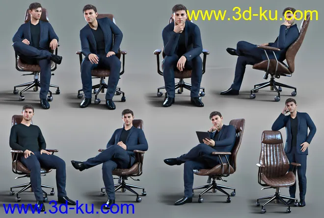Z Luxury Morphing Office Chair and Poses for Genesis 8 and 8.1模型的图片10