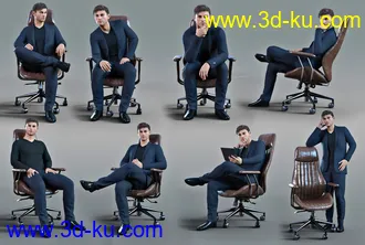 3D打印模型Z Luxury Morphing Office Chair and Poses for Genesis 8 and 8.1的图片