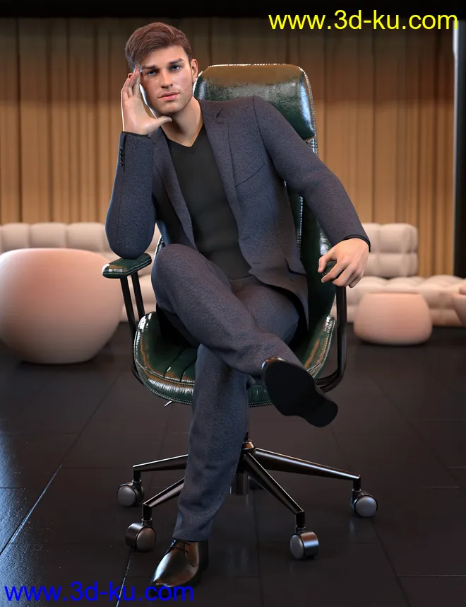 Z Luxury Morphing Office Chair and Poses for Genesis 8 and 8.1模型的图片11