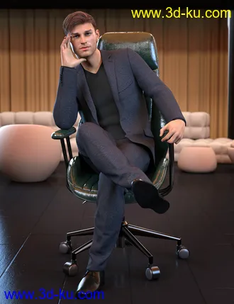 3D打印模型Z Luxury Morphing Office Chair and Poses for Genesis 8 and 8.1的图片