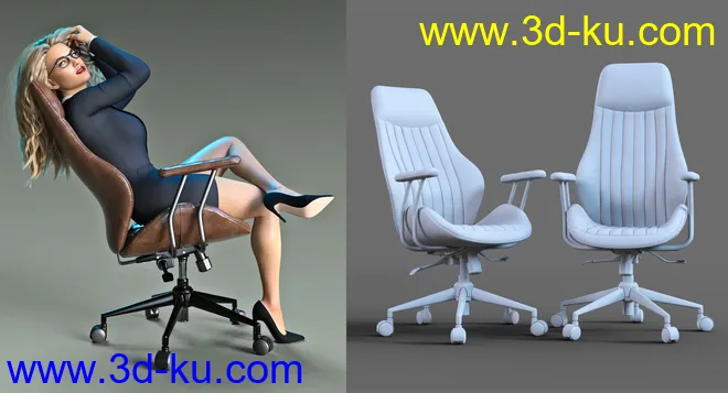 Z Luxury Morphing Office Chair and Poses for Genesis 8 and 8.1模型的图片12