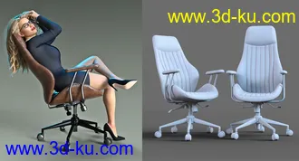 3D打印模型Z Luxury Morphing Office Chair and Poses for Genesis 8 and 8.1的图片