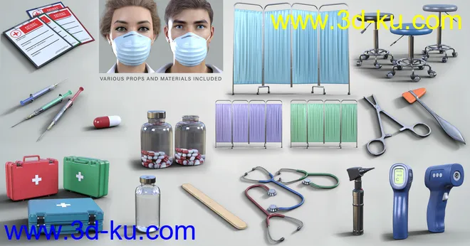 Z Medical Equipment and Poses for Genesis 8 and 8.1模型的图片5
