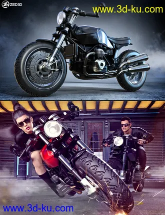 3D打印模型Z Modern Roadster Motorbike and Poses的图片