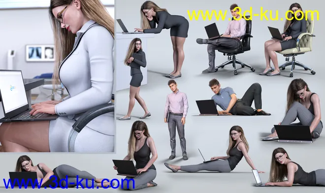 Z On the Laptop Prop and Poses for Genesis 8 and Genesis 8.1模型的图片6