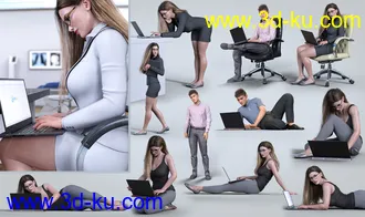 3D打印模型Z On the Laptop Prop and Poses for Genesis 8 and Genesis 8.1的图片