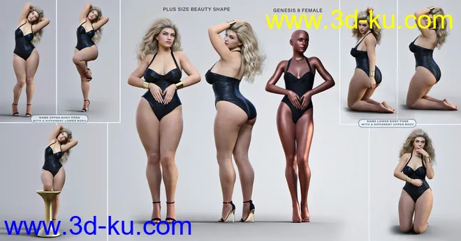 Z Plus Size Beauty Shape and Pose Mega Set for Genesis 8 and 8.1 Female模型的图片4