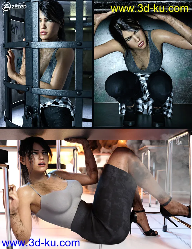 Z Trapped and Stuck Utility Poses for Genesis 8 and 8.1模型的图片1