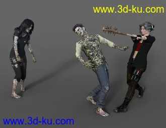 3D打印模型Zombie and Survivor Poses and Props的图片