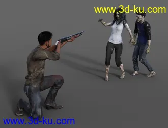 3D打印模型Zombie and Survivor Poses and Props的图片