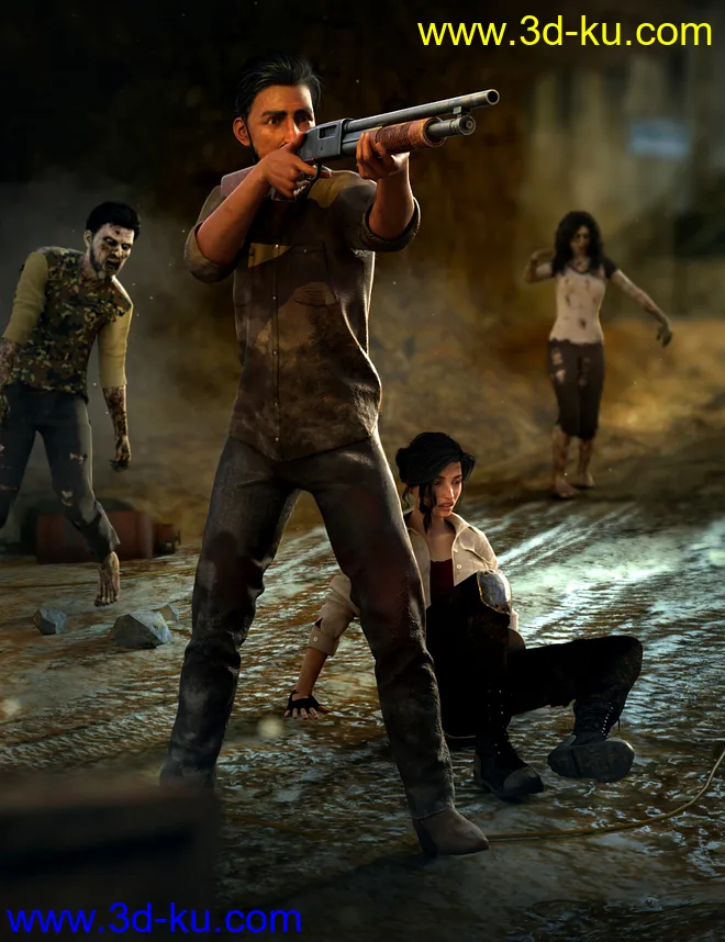 Zombie Survivor Animations for Genesis 8.1 Male and Genesis 8.1 Female模型的图片1