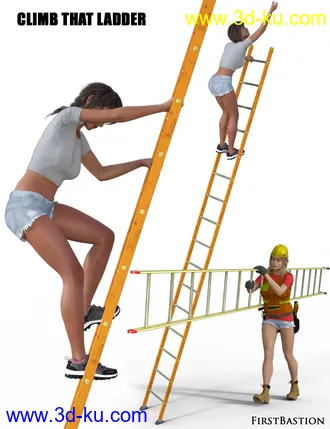 3D打印模型1stB Climb That Ladder Props and Poses for Genesis 8 Female的图片