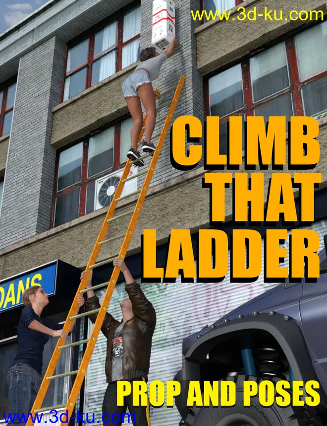 1stB Climb That Ladder Props and Poses for Genesis 8 Female模型的图片3
