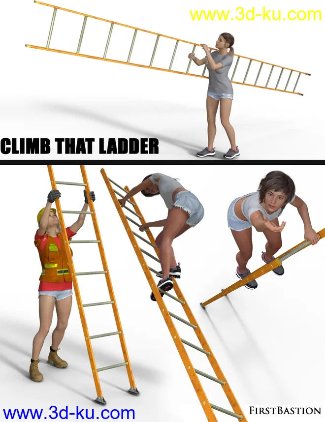 1stB Climb That Ladder Props and Poses for Genesis 8 Female模型的图片4