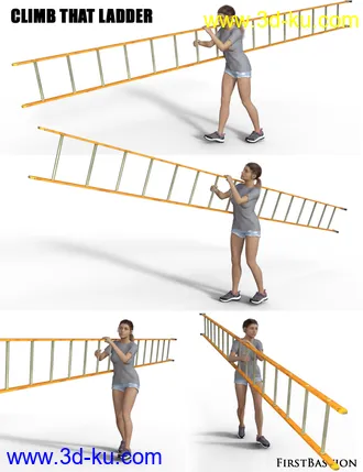 3D打印模型1stB Climb That Ladder Props and Poses for Genesis 8 Female的图片