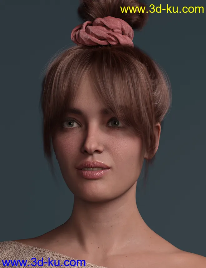 4-in-1 Buns and Ponytail Hair for Genesis 8 and 8.1 Females模型的图片5