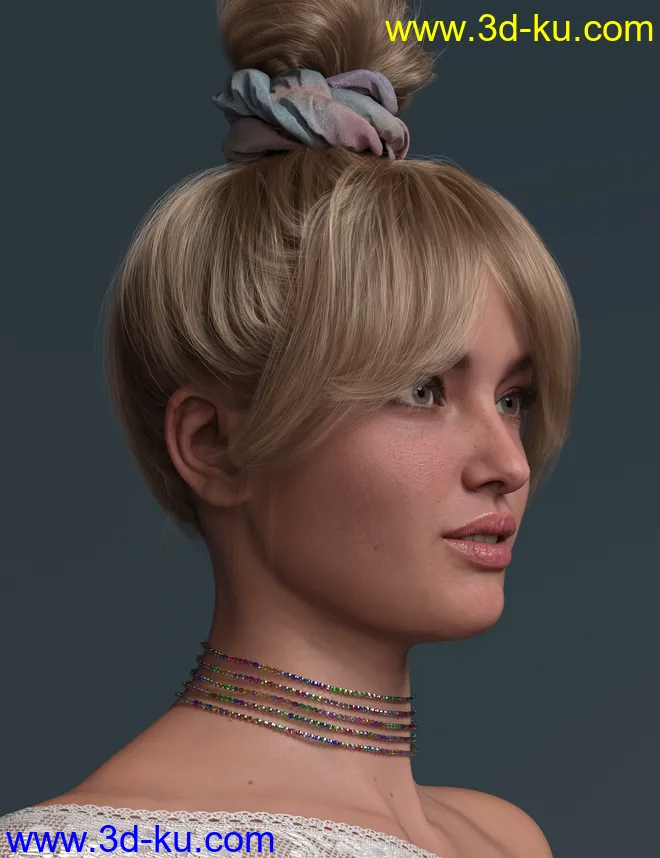 4-in-1 Buns and Ponytail Hair for Genesis 8 and 8.1 Females模型的图片6