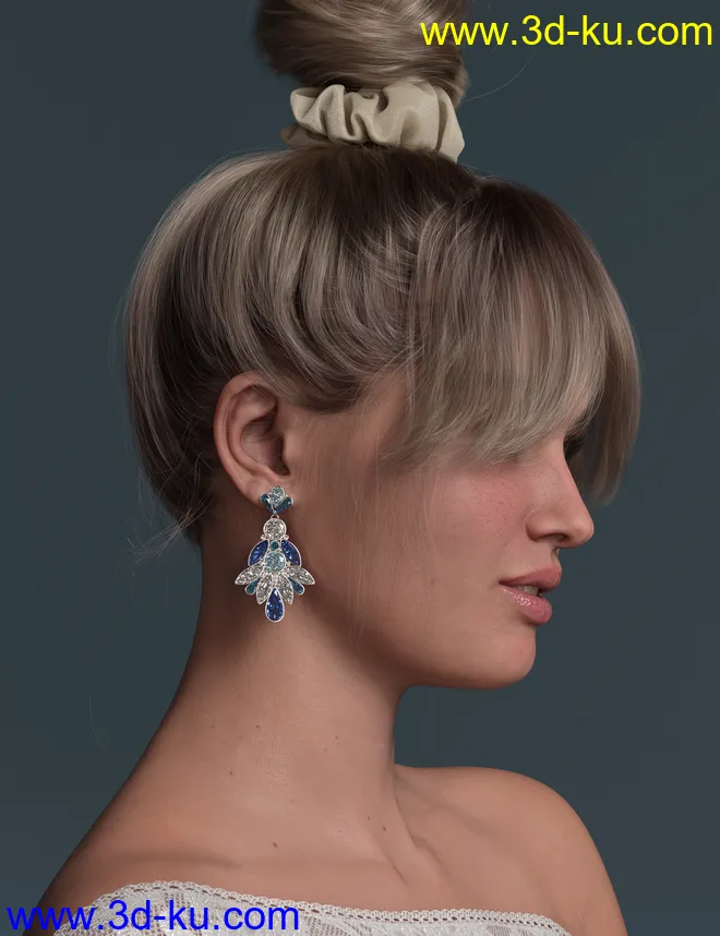 4-in-1 Buns and Ponytail Hair for Genesis 8 and 8.1 Females模型的图片7
