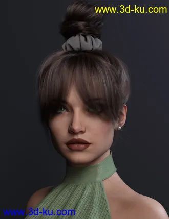 3D打印模型4-in-1 Buns and Ponytail Hair for Genesis 8 and 8.1 Females的图片