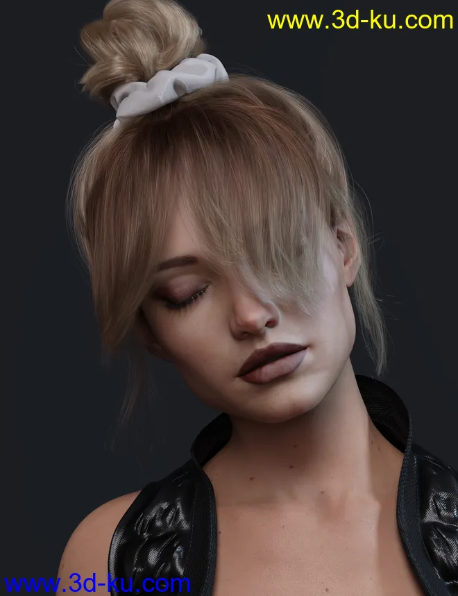 4-in-1 Buns and Ponytail Hair for Genesis 8 and 8.1 Females模型的图片20