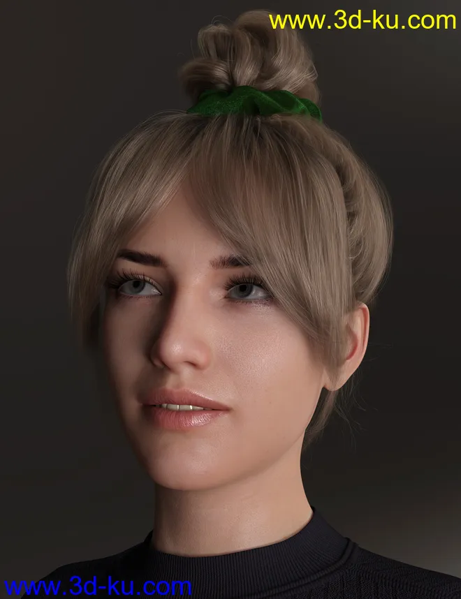 4-in-1 Buns and Ponytail Hair for Genesis 8 and 8.1 Females模型的图片23