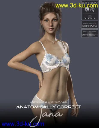 3D打印模型Anatomically Correct Jana for Genesis 3 and Genesis 8 Female的图片