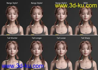 3D打印模型Anne Hair for Genesis 8 and 8.1 Females的图片
