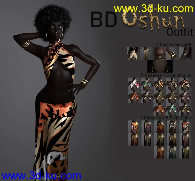 BD Oshun And Her Outfit For Genesis 8 Female模型的图片3