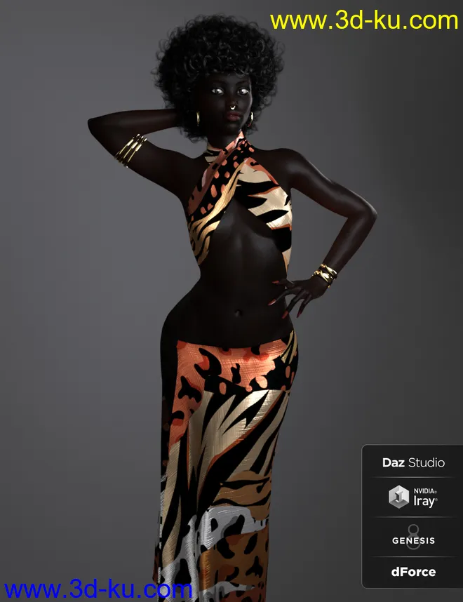 BD Oshun And Her Outfit For Genesis 8 Female模型的图片12