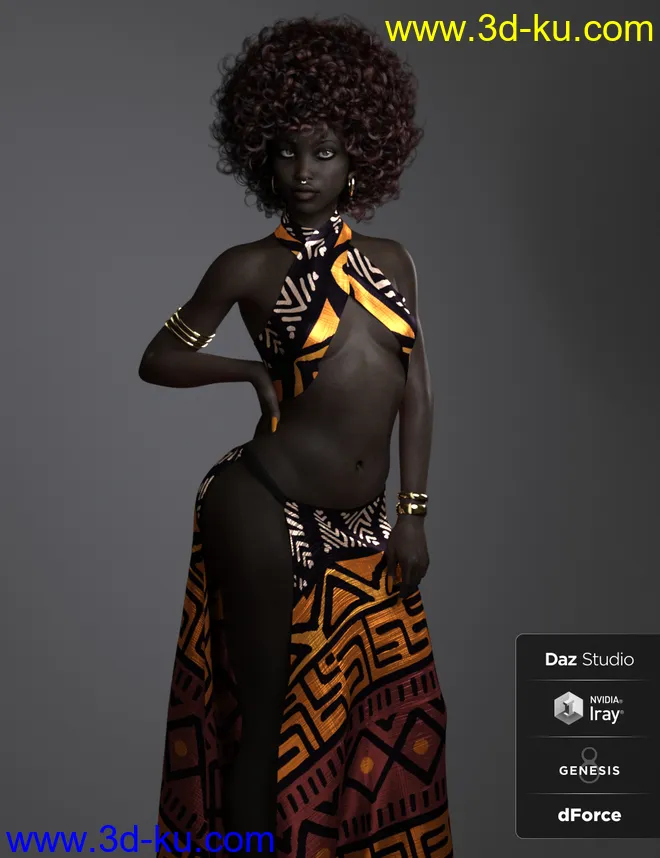 BD Oshun And Her Outfit For Genesis 8 Female模型的图片14