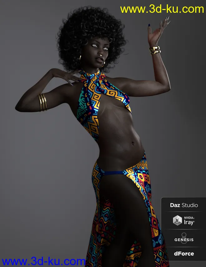 BD Oshun And Her Outfit For Genesis 8 Female模型的图片15