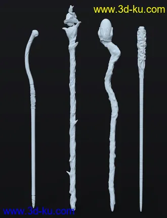 3D打印模型BW Wizard Wooden Staffs Set for Genesis 8.1 (1)的图片